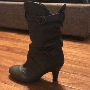 Vintage gray strappy boots